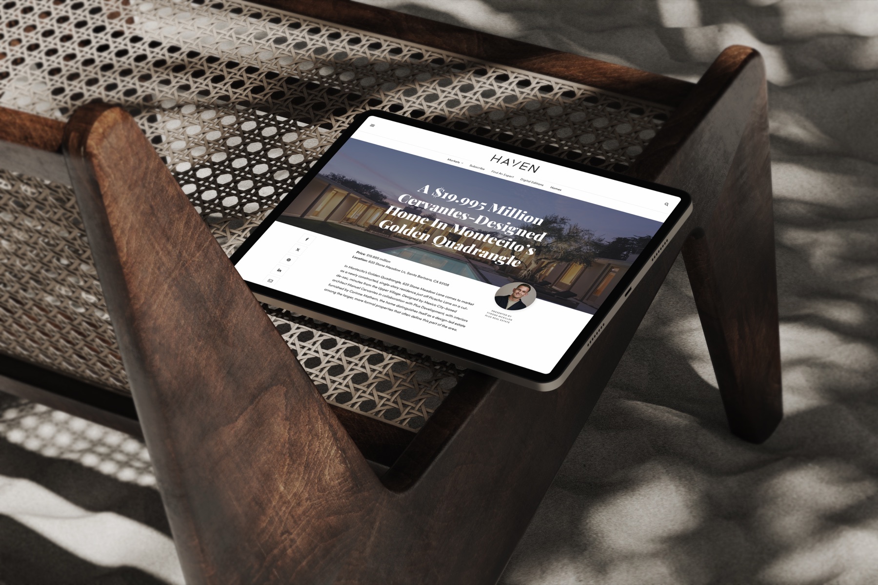 A HAVEN digital feature open on a tablet